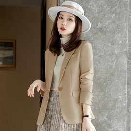 米色西装外套女春秋季韩版英伦，风高级感小个子，短款西服上衣女