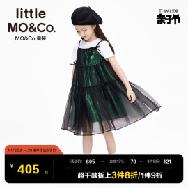 littlemoco童装女童无袖，吊带裙公主裙，儿童裙子蓬蓬网纱连衣裙