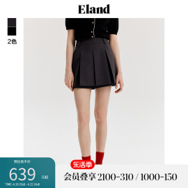 eland衣恋设计感a字，裙裤女时尚百褶裙短裙，短裤子2024夏季