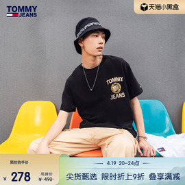 Tommy 男女纯棉美式徽章印花平纹针织宽松运动短袖T恤DM0DM16230