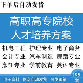 高职高专中职院校汽车制造电子商务，计算机应用各专业人才培养方案