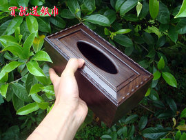 中式工艺品红木纸巾盒黑檀木雕抽纸盒简约家居办公实木餐巾纸盒