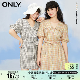 ONLY奥莱夏季田园风碎花泡泡袖系带连衣短裤女