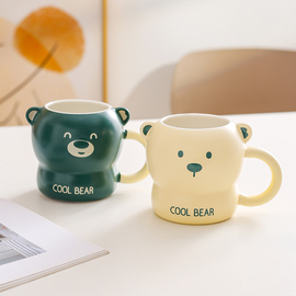 鼎涵酷熊创意个性小众陶瓷马克杯水杯咖啡杯牛奶早餐杯情侣杯