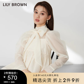 LILY BROWN秋冬款 甜美蝴蝶结系带雪纺透视衬衫LWFB234131