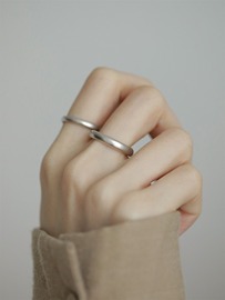 雾面磨砂素圈可调节s925纯银戒指女2023年简约小众设计高级感