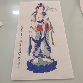 张大千观音座像图新中式仿古书法国画复制真迹高清宣纸微喷装饰画