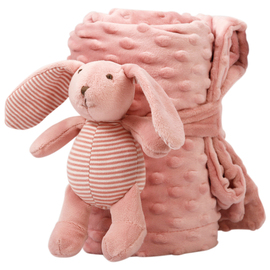 凯艺玩具安抚毯儿童豆豆盖毯宝宝小毛毯空调被便携小兔轻柔安抚巾