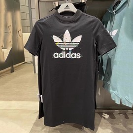 adidas阿迪达斯三叶草女子舒适teedress连衣裙长款t恤短袖fl0037