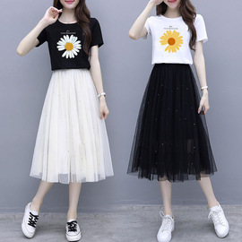 套装/单件 小雏菊套装裙子女夏2022两件套时尚潮学生韩版女装