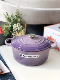 法国酷彩LE CREUSET24cm白珐琅铸铁锅平底家用炖煮焖锅双耳通用锅