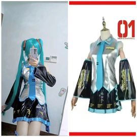 初音未来假发cos服MIKU公式服日本少女动漫白银漆皮JK女装cosplay