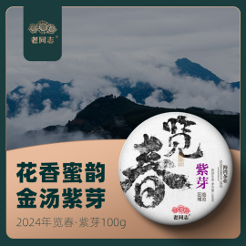 2024览春紫芽老同志普洱茶，生茶临沧紫芽100克买5送1