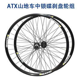 GIANT捷安特轮组ATX山地车碟刹轮子26自行车卡飞中锁碟片轮毂