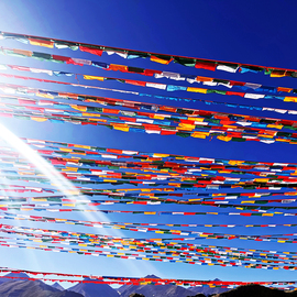 4月18日 西藏手工印五色经幡 藏式手工棉布风马旗挂幡隆达全家福