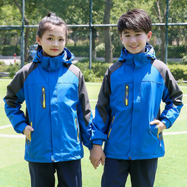 儿童秋冬棉服大码中小学生校服冲锋衣二件套幼儿园班服可校徽