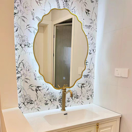 法式镜子复古卫生间镜壁挂浴室镜椭圆梳妆台镜美式客厅轻奢装饰镜