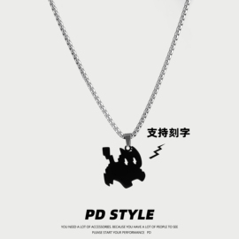 PDSTYLE闪电黑猫popular潮流项链男冷淡风女生钛钢情侣高级感吊坠