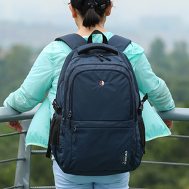 时尚尼龙布双肩(布双肩)包男女(包男女)中学生，书包大容量旅行背包多口袋电脑包商务