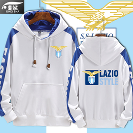 拉齐奥俱乐部蓝鹰白蓝足球迷，纪念队服连帽卫衣，套头男女外套球衣服