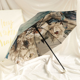 双层加厚黑胶三折伞，黑胶防晒防紫外线，晴雨两用女遮阳伞抗风太阳伞
