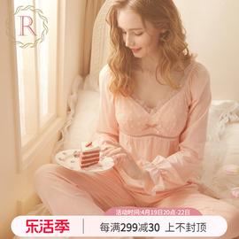 rosetree宫廷风睡衣女春秋纯棉，款长袖高级感公主家居服套装带胸垫