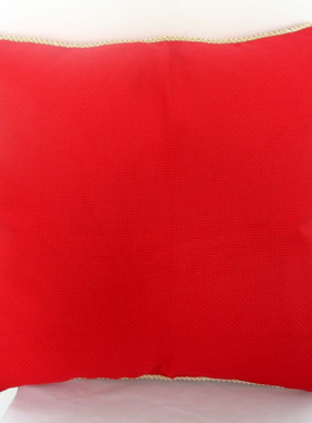 胡丽丽十字绣●红色金边抱枕/靠垫(11CT中格绣布) 带穗 无芯