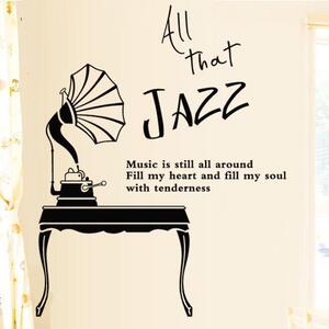 S028一代音乐墙贴音乐符号教室幼儿园装饰喇叭留声机商店橱贴纸