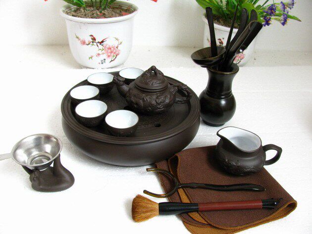 套装紫砂茶具 紫砂*刻龙壶*套整套茶具
