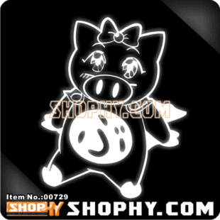 汽车踏板车贴纸3M反光贴00729SuperPig飞天少女猪事丁