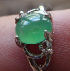 腾冲翡翠天然A货手箍翡翠戒面女式戒指93