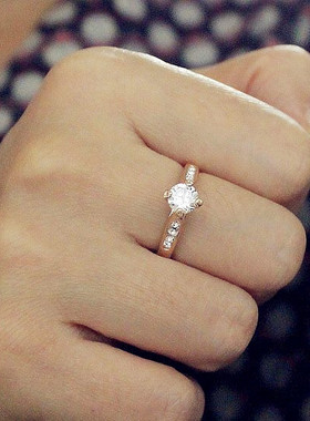 012【paved Solitaire】大牌经典仿真钻石戒指环女超闪镶钻戒指子