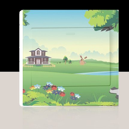 风景蝴蝶花 三代可移除花卉墙贴纸 客厅卧室插座贴 墙壁开关贴