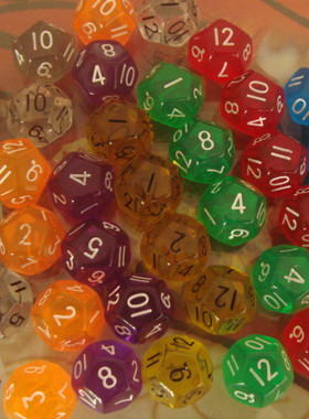 12面透明彩色多面骰子色子甩子dice桌游DND万智牌道具TRPG跑团