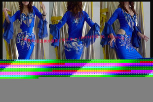 西域藏迷 纯手工肚皮舞服订做 阿拉拍藤杖舞袍子 鸿舞衣 TZ003