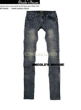 S 水洗 小脚 牛仔裤