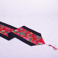 中式时尚--镶边手工吊穗 两头尖 桌旗--凤凰牡丹红