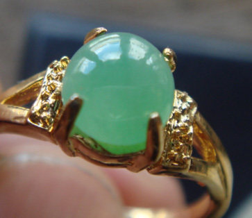 腾冲翡翠天然A货手箍翡翠戒面女式戒指94