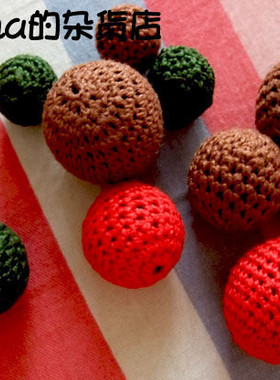 日本KIWA贵和 捷克手工 毛线织珠20mm 红/绿/棕 1枚