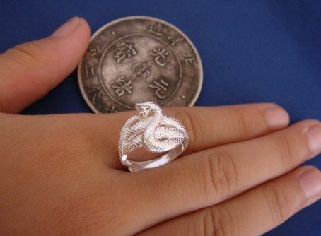 999纯银古典蛇戒指 蛇 银手工打造 足银银蛇戒指