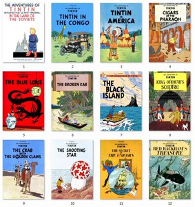 丁丁历险记 封面 全集24款 布画芯21*30/30*40/35*50cm装饰画竖款