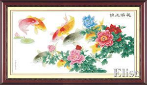包邮空白布画格版清仓爱丽丝十字绣中国风ZF056锦上添花161*86