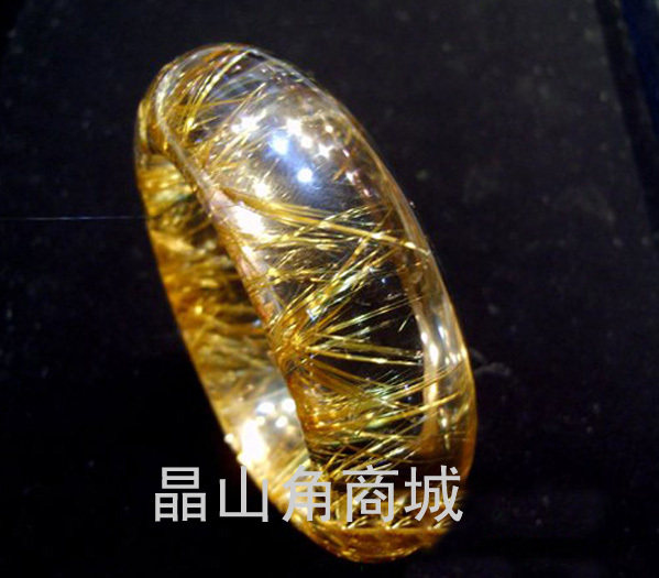 晶山角商城巴西天然钛晶手镯 全净体