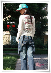 欧美外贸原单正品春夏秋新款修身专柜品质韩版字母全棉长袖女t恤