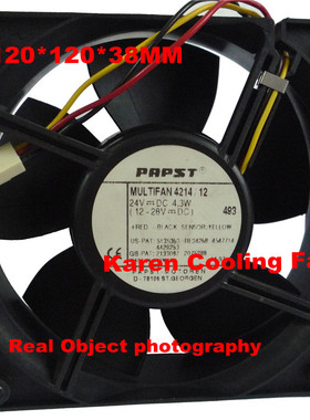 原装PAPST 12038 DC24V 4.3W MULTIFAN 4214/12 变频器风扇