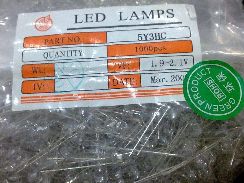 高亮 φ5(f5mm) 白发红 led发光二极管 长脚27mm 28元/k