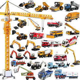 合金工程车模型 凯迪威玩具吊车挖土机挖掘机消防汽车模型建筑车