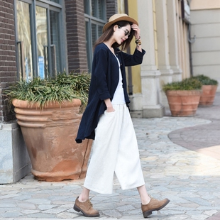 文艺范棉麻休闲上衣衬衫韩版棉麻衫宽松大码中长款长袖衬衣防晒衣