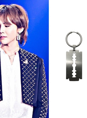 gd权志龙同款圆形刀片耳环演唱会同款百搭简约耳钉耳圈扣防过敏潮