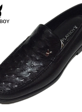 花花公子男鞋2018春季新款经典高档绅士商务鸵鸟皮鞋8121A201208